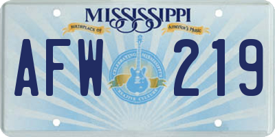 MS license plate AFW219