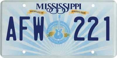 MS license plate AFW221
