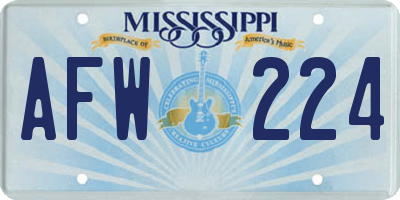 MS license plate AFW224