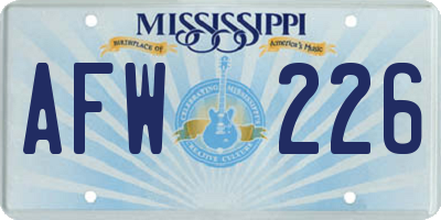 MS license plate AFW226