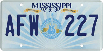 MS license plate AFW227
