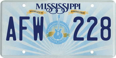 MS license plate AFW228