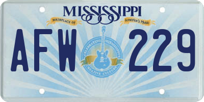 MS license plate AFW229