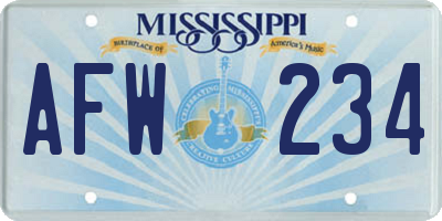 MS license plate AFW234