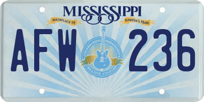 MS license plate AFW236