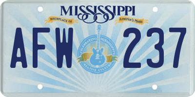 MS license plate AFW237