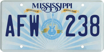 MS license plate AFW238