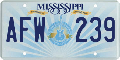 MS license plate AFW239