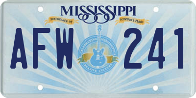 MS license plate AFW241