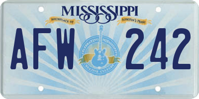 MS license plate AFW242