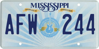 MS license plate AFW244