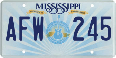MS license plate AFW245