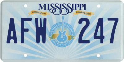 MS license plate AFW247