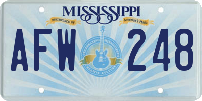 MS license plate AFW248