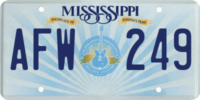 MS license plate AFW249