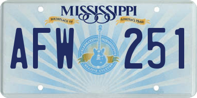 MS license plate AFW251