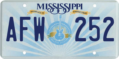 MS license plate AFW252