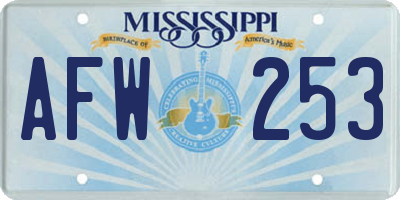 MS license plate AFW253