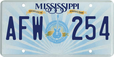 MS license plate AFW254