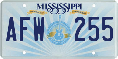 MS license plate AFW255