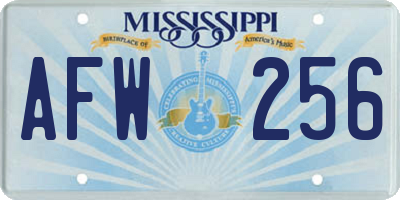 MS license plate AFW256