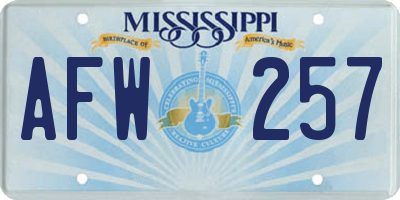 MS license plate AFW257