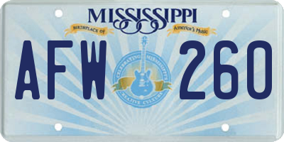 MS license plate AFW260