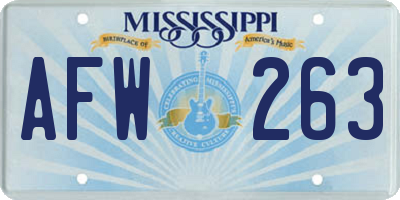 MS license plate AFW263