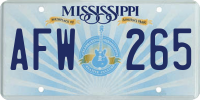 MS license plate AFW265