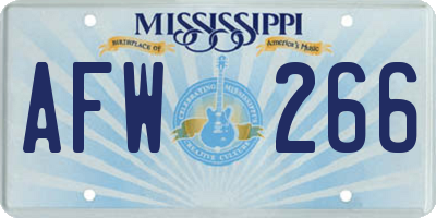 MS license plate AFW266