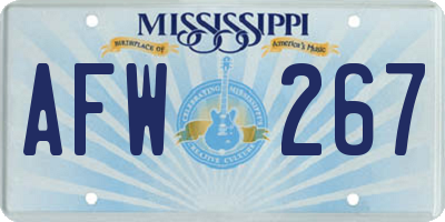 MS license plate AFW267