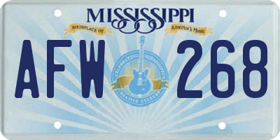 MS license plate AFW268
