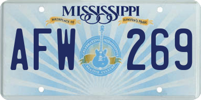 MS license plate AFW269