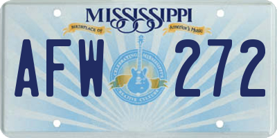 MS license plate AFW272