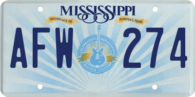 MS license plate AFW274