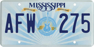 MS license plate AFW275
