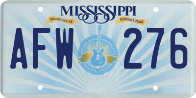 MS license plate AFW276