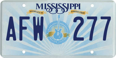 MS license plate AFW277