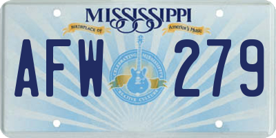 MS license plate AFW279