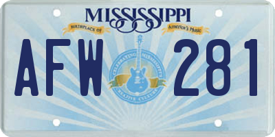 MS license plate AFW281