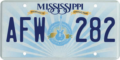MS license plate AFW282