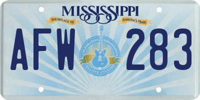 MS license plate AFW283