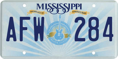 MS license plate AFW284