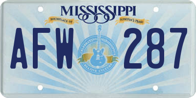 MS license plate AFW287