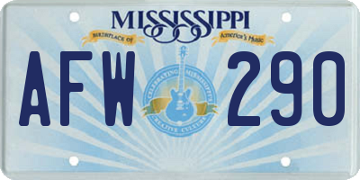 MS license plate AFW290