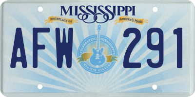 MS license plate AFW291