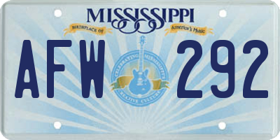 MS license plate AFW292