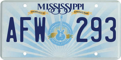MS license plate AFW293