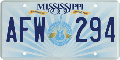 MS license plate AFW294