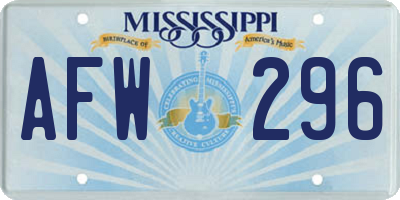 MS license plate AFW296